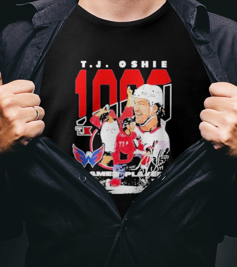 T.J. Oshie 1000 Games Played Washington Capitals TJ1k T-Shirt