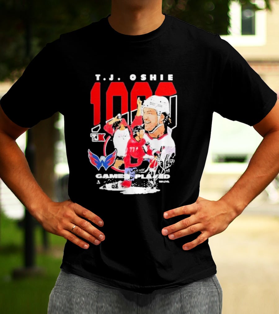 T.J. Oshie 1000 Games Played Washington Capitals TJ1k T-Shirt