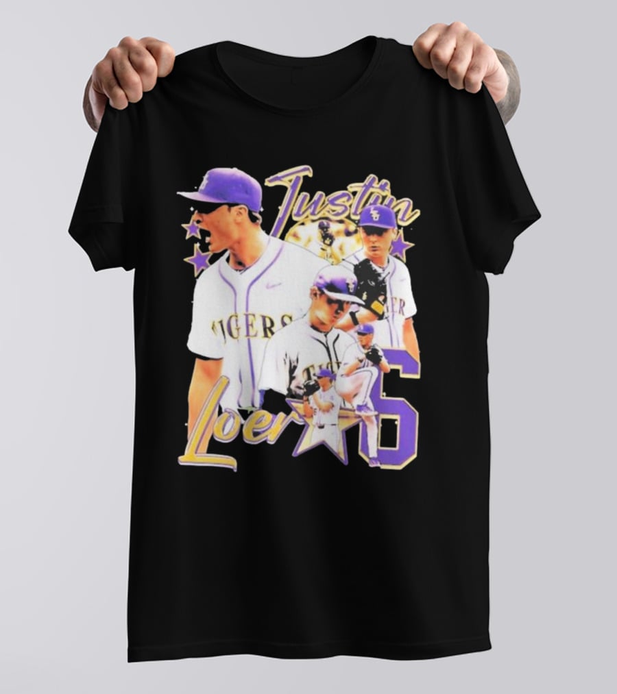 Justin Loer 6 LSU Tigers Baseball Pitcher Collage T-Shirt
