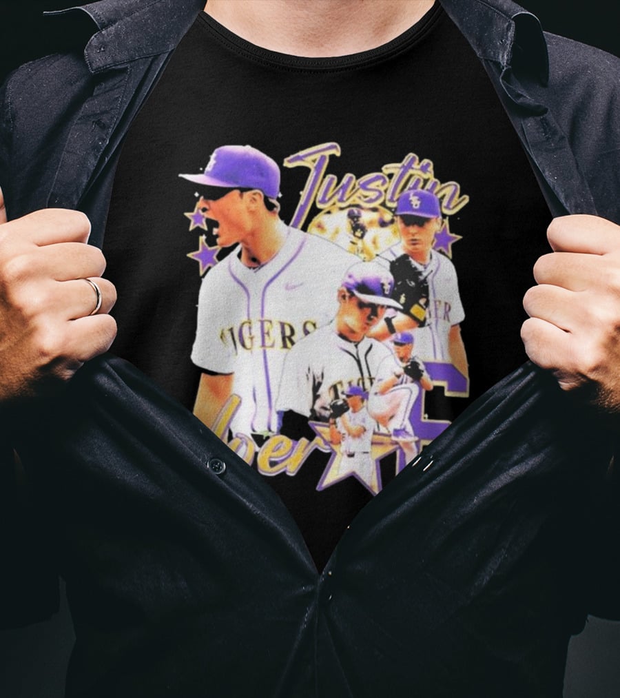 Justin Loer 6 LSU Tigers Baseball Pitcher Collage T-Shirt