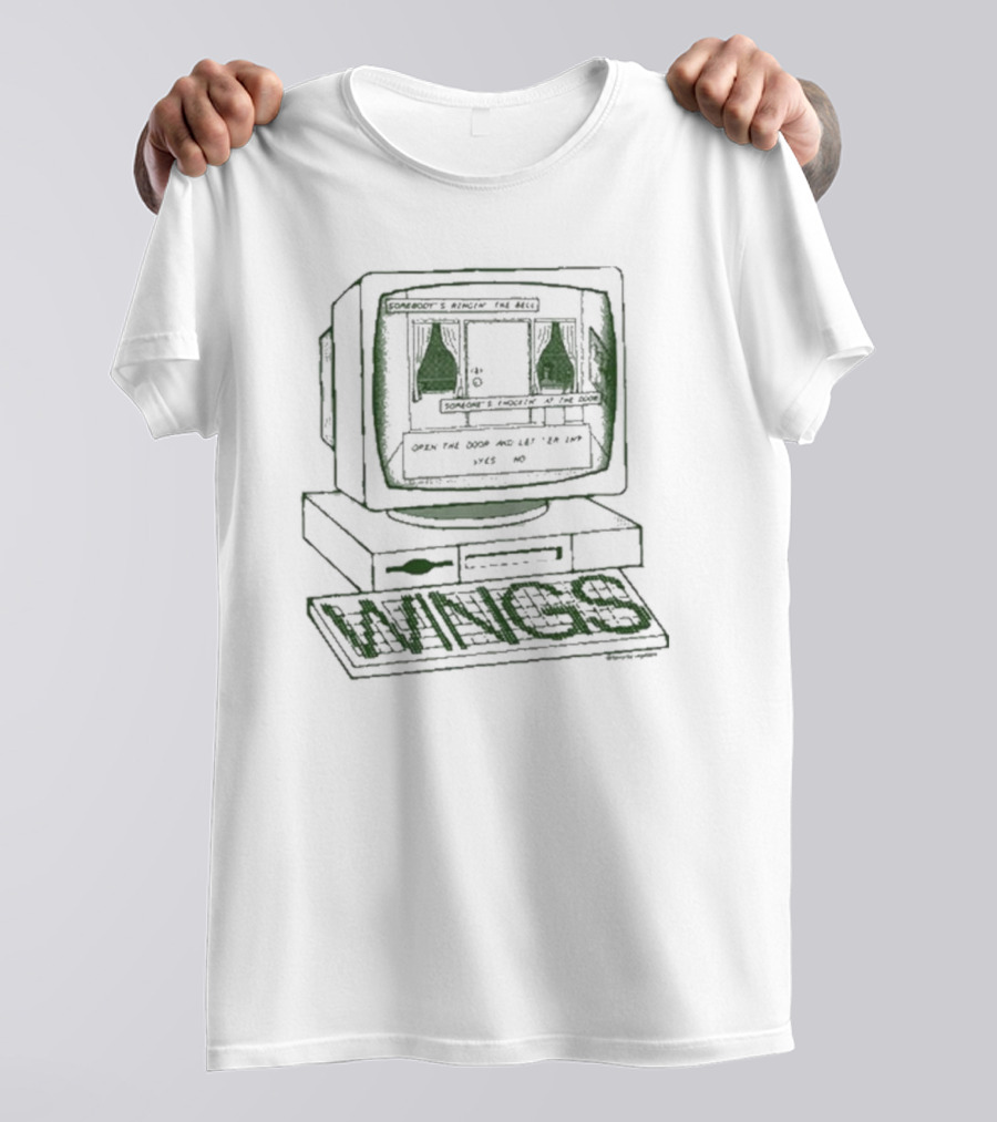 Somebody’s Ringin’ The Bell Someone’s Knockin’ At The Door Open The Door And Let ‘Em In Wings Retro Computer T-Shirt