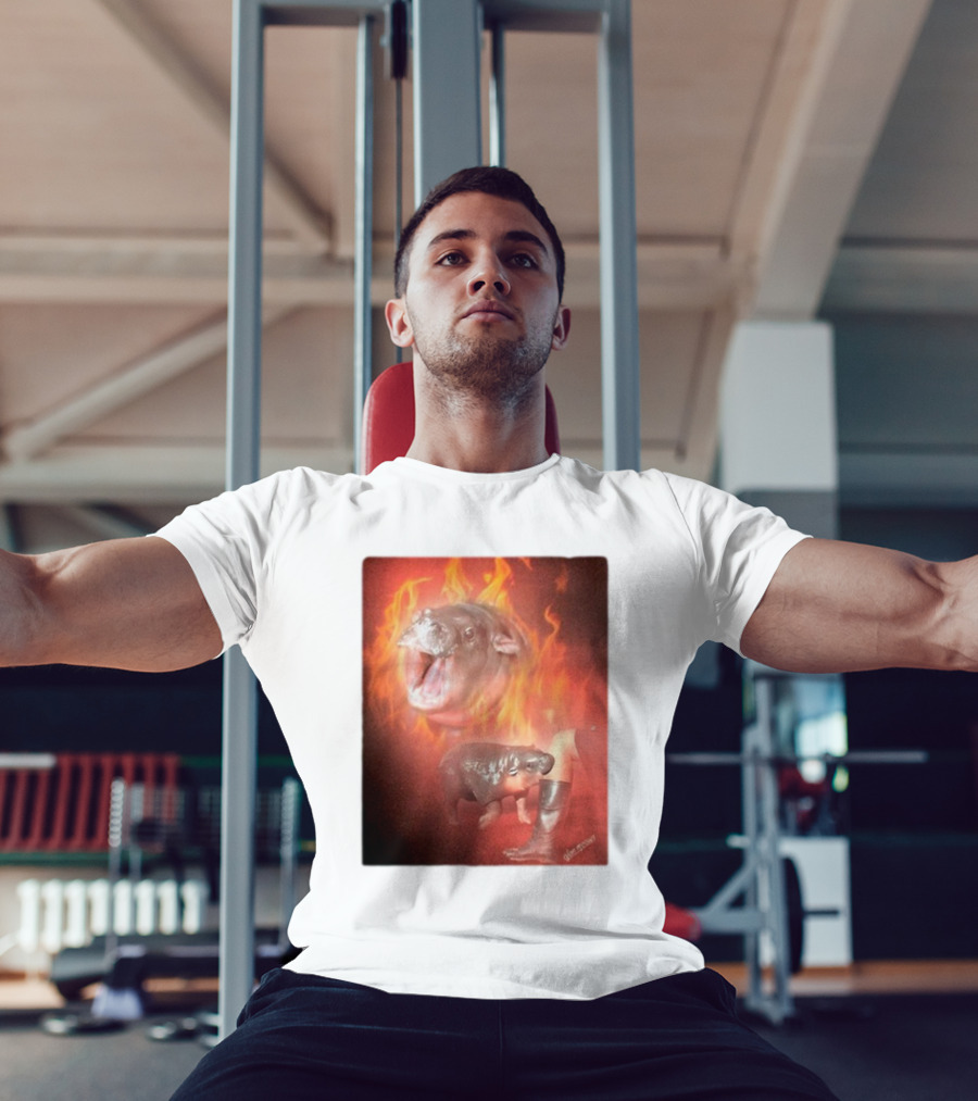 Twaniimals Moo Deng Mood Hippos On Fire T-Shirt