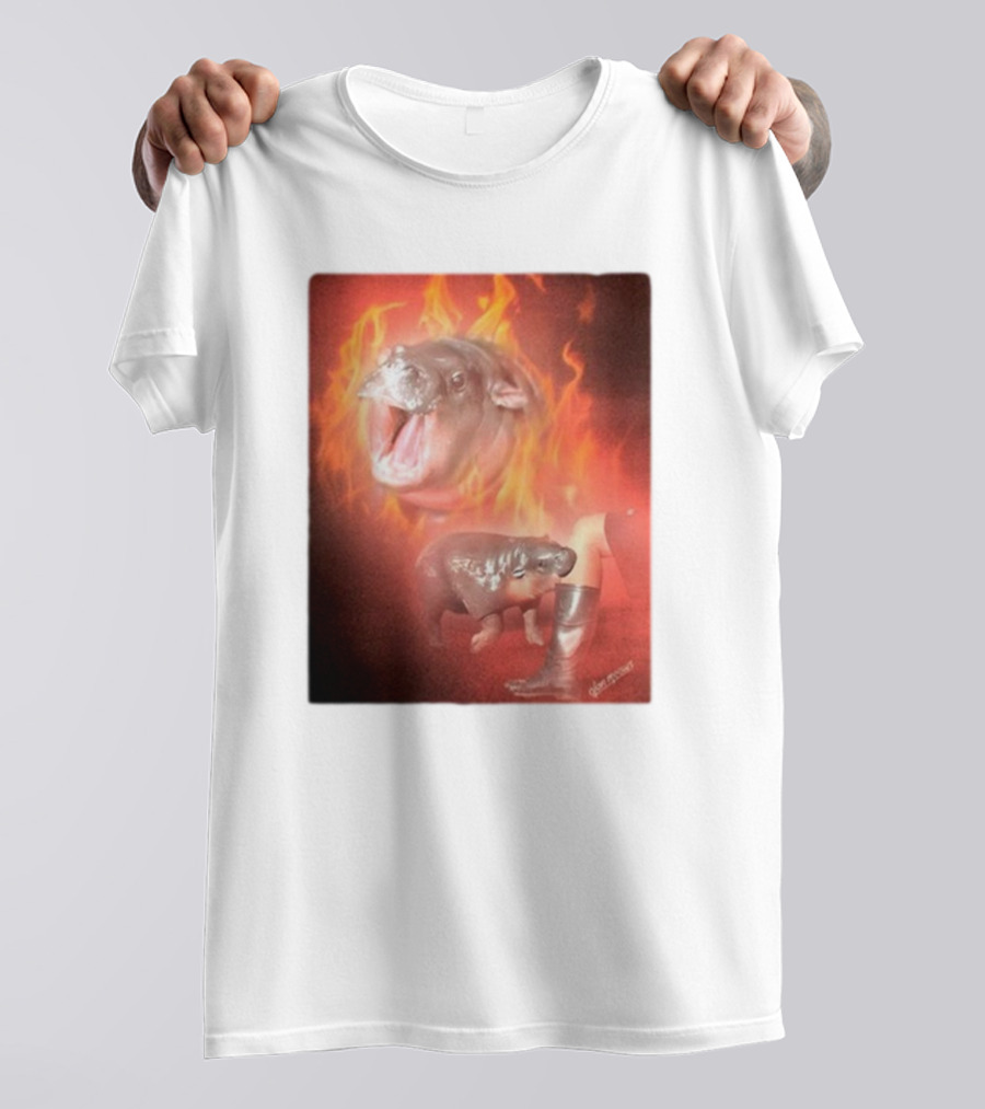 Twaniimals Moo Deng Mood Hippos On Fire T-Shirt