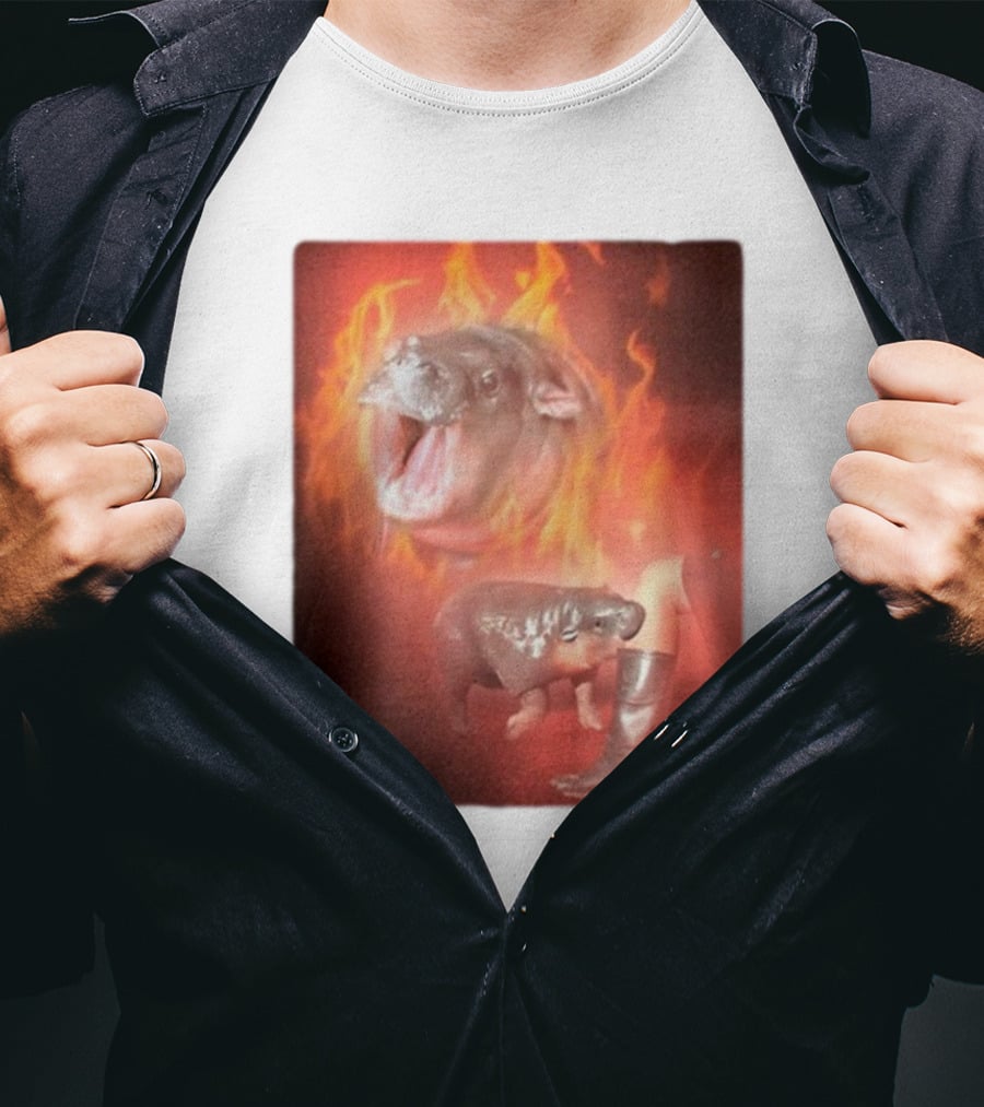 Twaniimals Moo Deng Mood Hippos On Fire T-Shirt