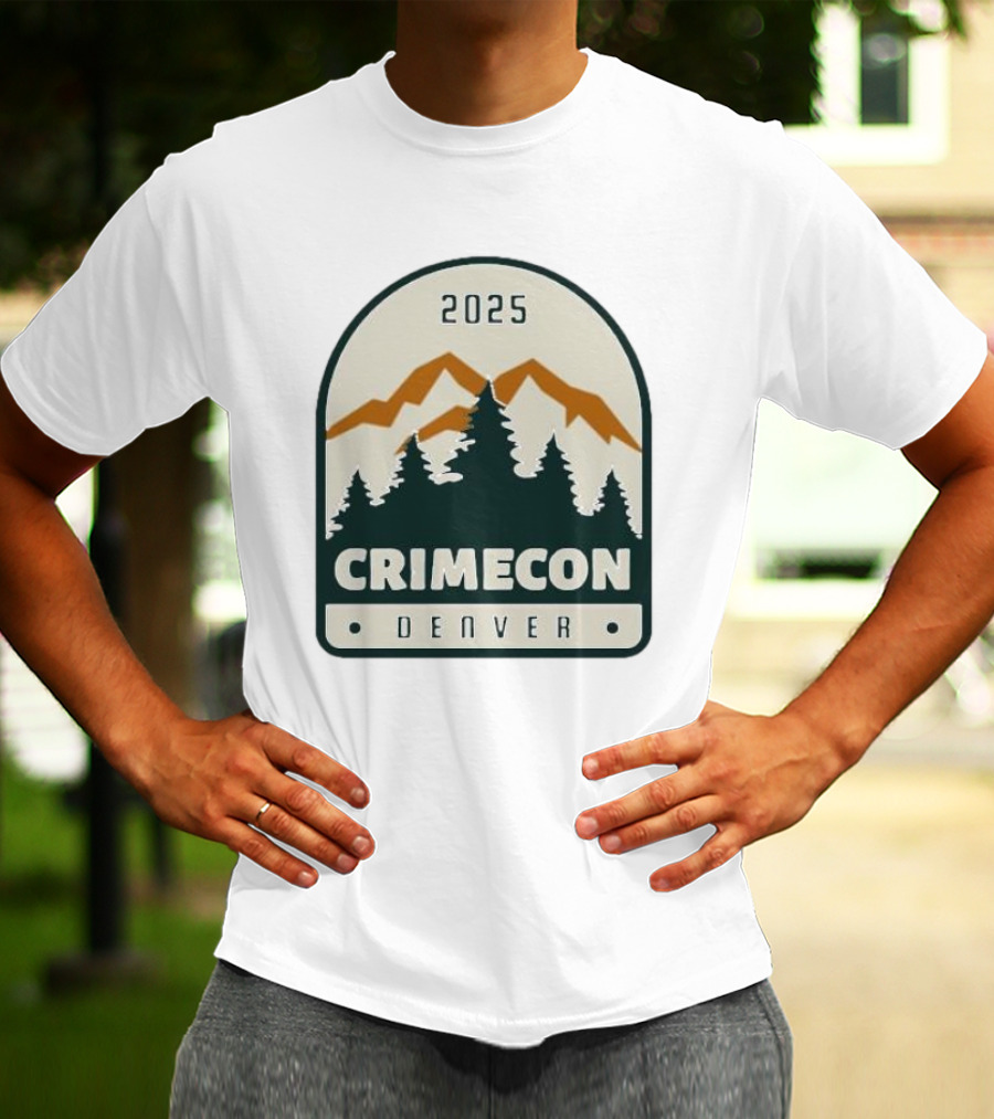 2025 Crimecon Denver Colorado Mountain Forest Badge T-Shirt