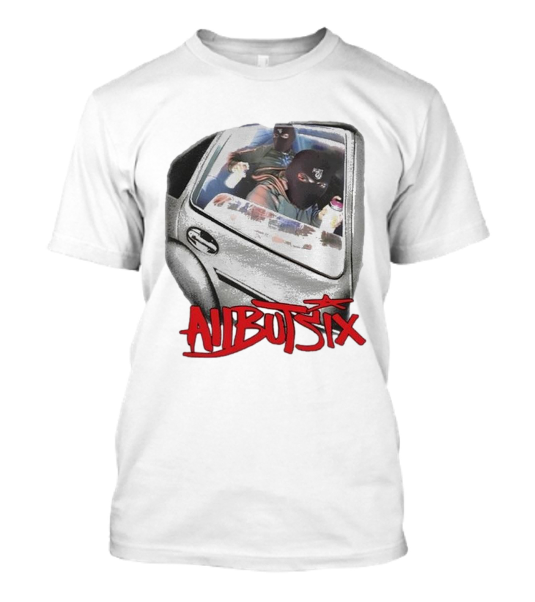 All But Six Graffiti Balaclava Duo In Car With Spray Paint T-Shirt