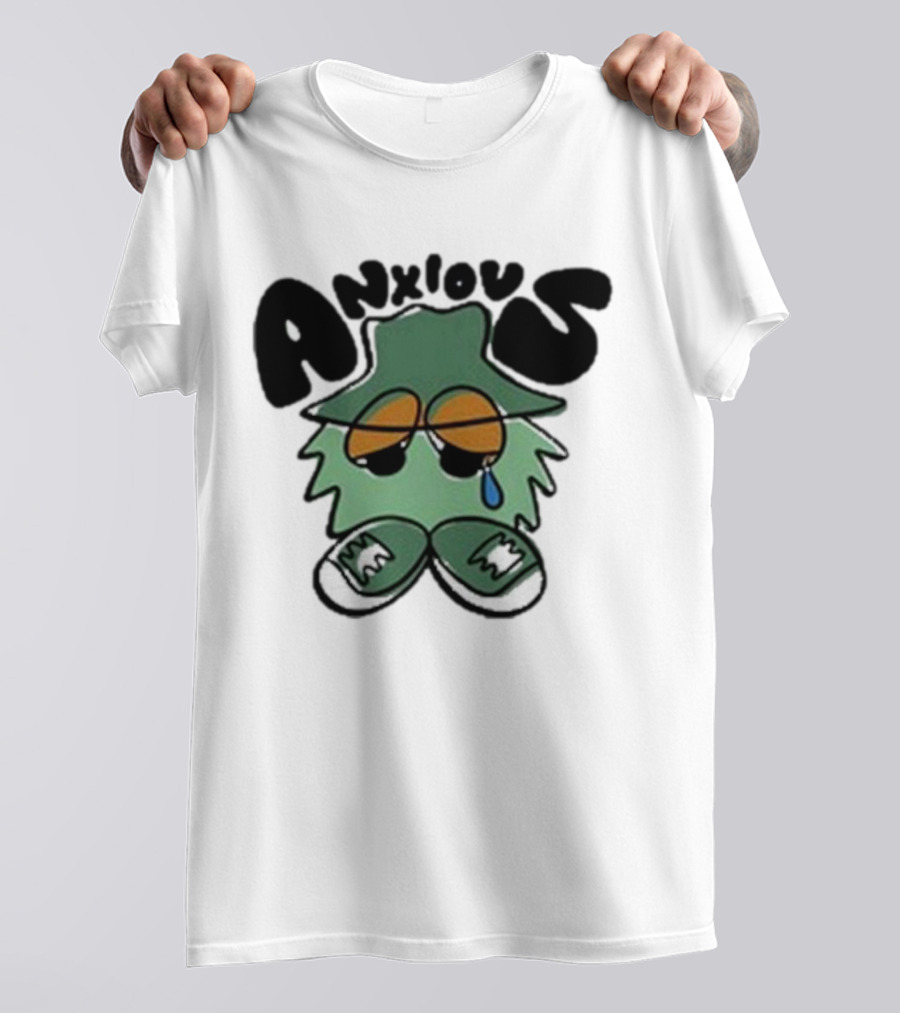 Anxious Fuzzball Green Teardrop Sneaker Character T-Shirt