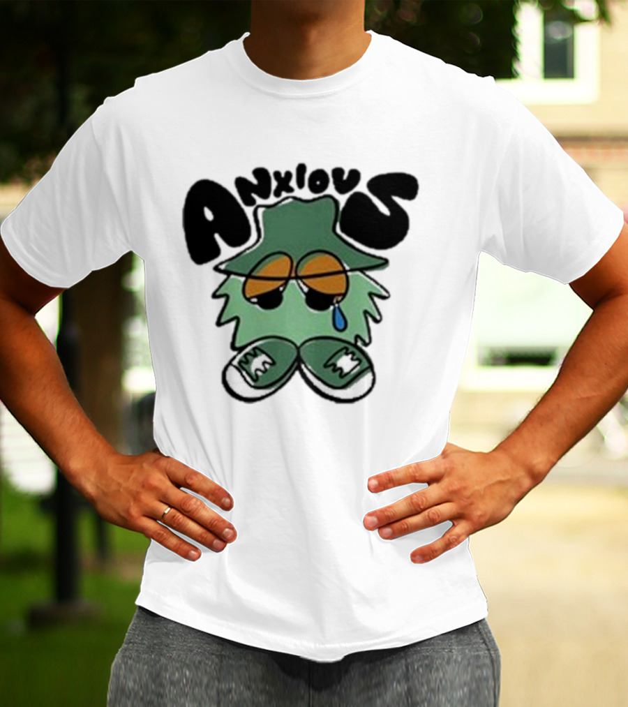 Anxious Fuzzball Green Teardrop Sneaker Character T-Shirt