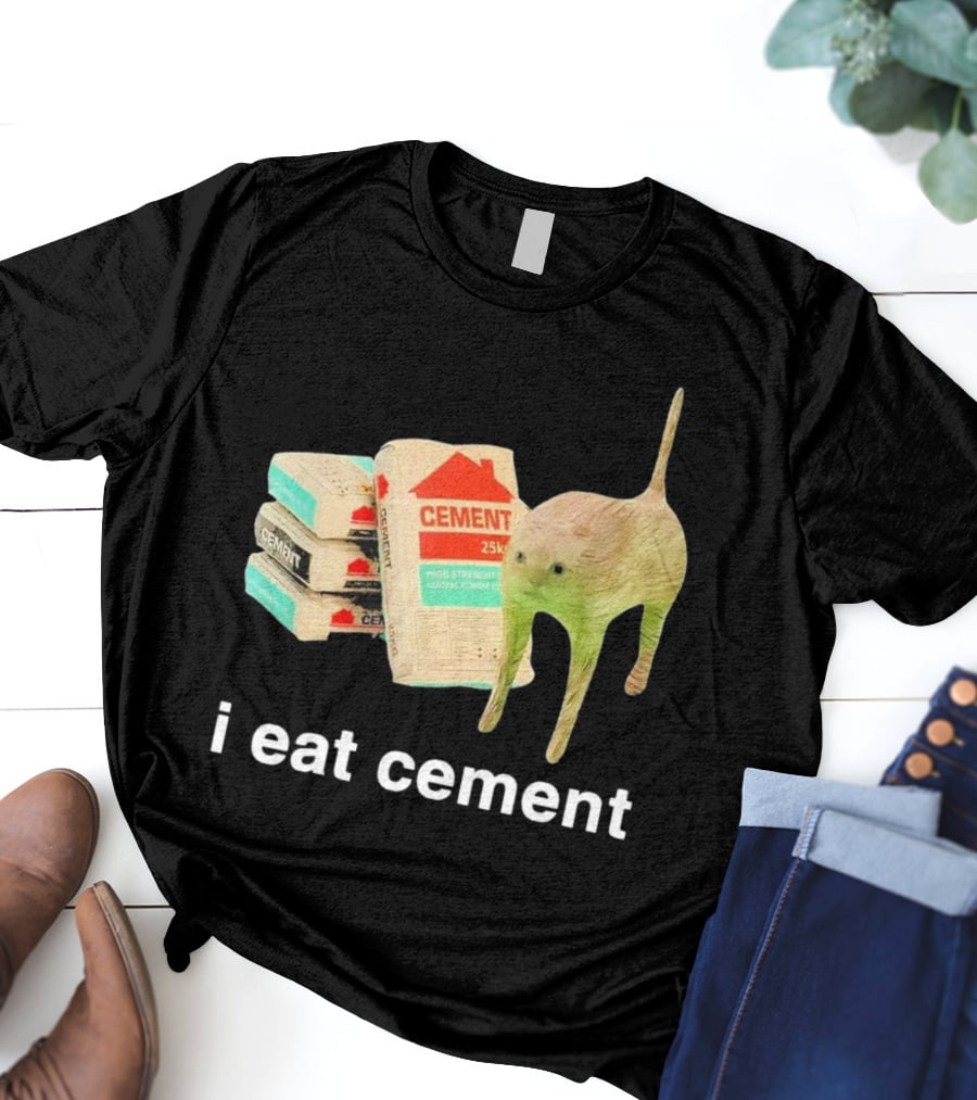 I Eat Cement Cursed Cat With Cement Bags T-Shirt