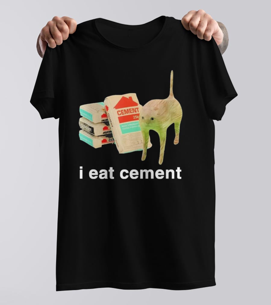I Eat Cement Cursed Cat With Cement Bags T-Shirt