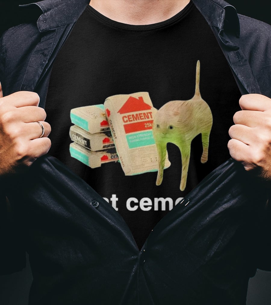 I Eat Cement Cursed Cat With Cement Bags T-Shirt