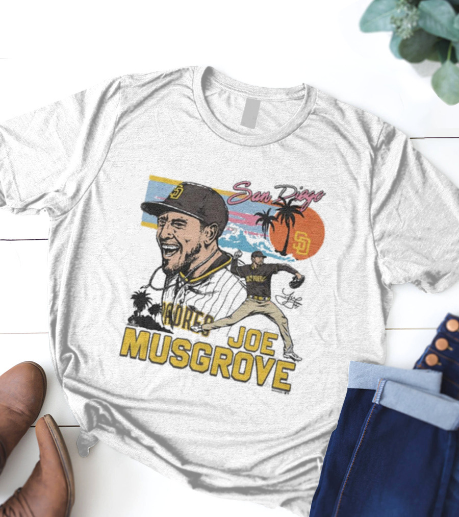 San Diego Padres Joe Musgrove MLB Homage Signature Painting T-Shirt