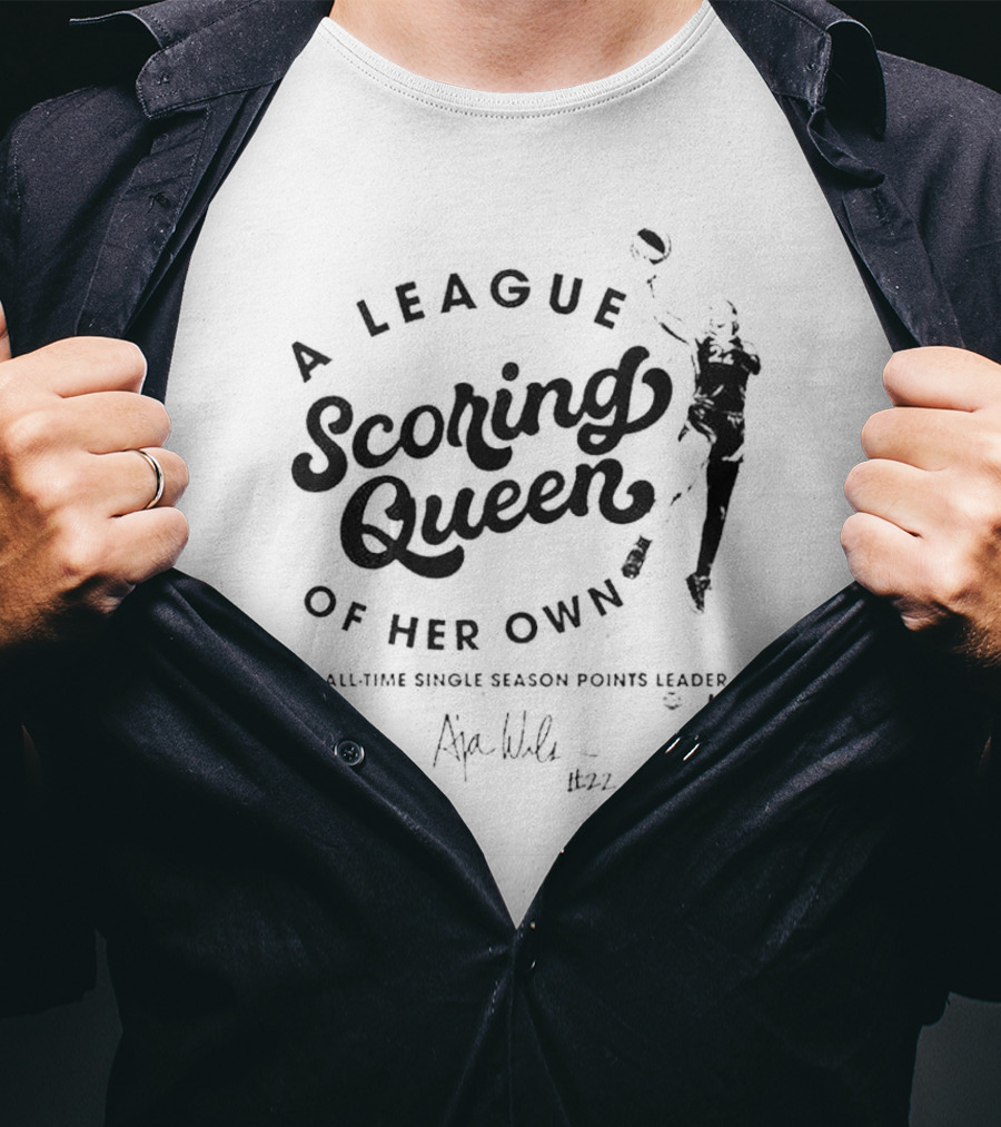 Las Vegas Aces A’ja Wilson A League Of Her Own Scoring Queen All-Time Single Season Points Leader Signature #22 T-Shirt