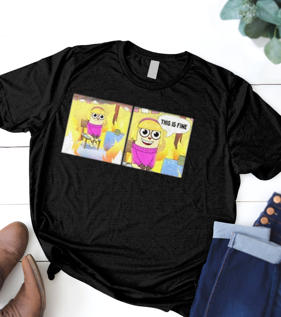 Maxdesignpro This Is Fine Comic Meme Character In Burning Room T-Shirt
