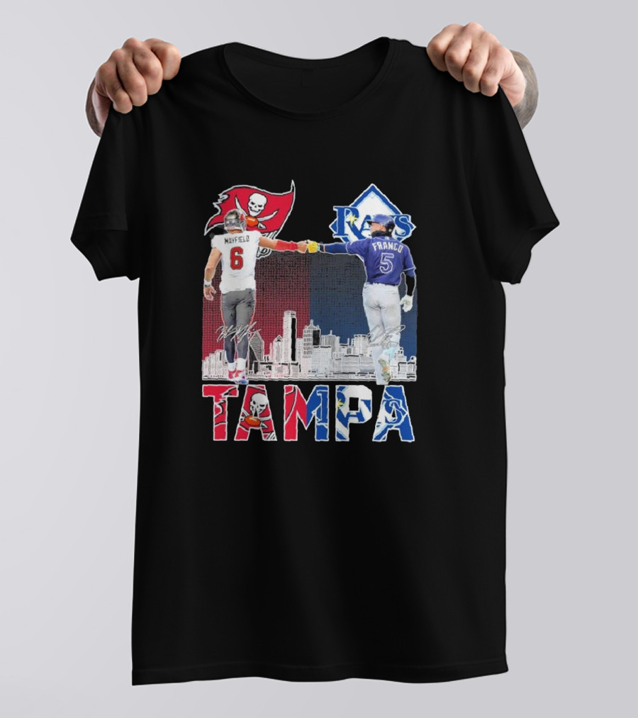 Mayfield 6 Buccaneers Franco 5 Rays Tampa City Collaboration T-Shirt