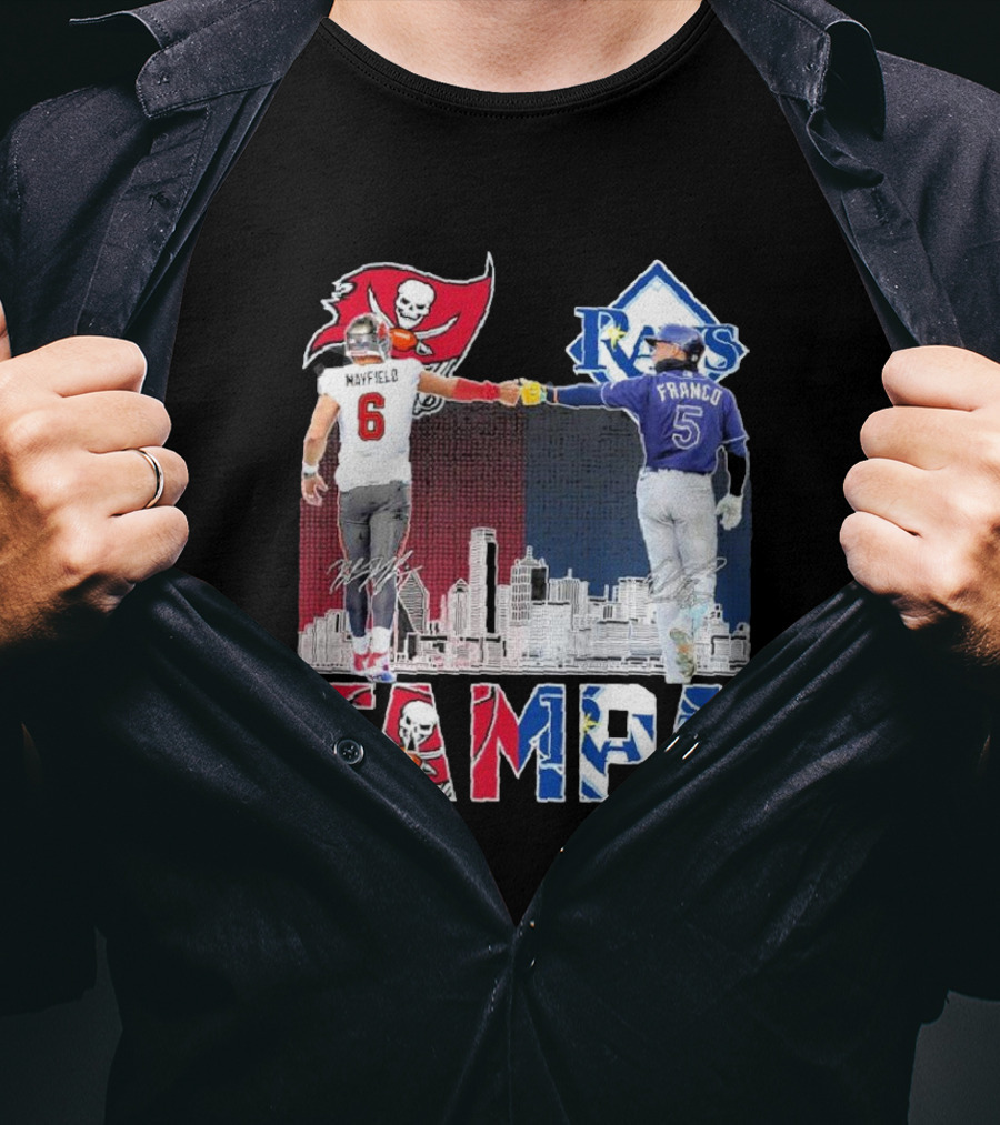Mayfield 6 Buccaneers Franco 5 Rays Tampa City Collaboration T-Shirt