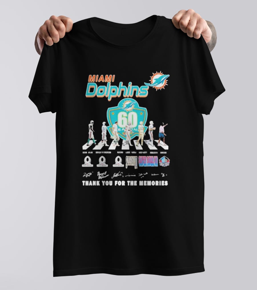 Miami Dolphins 60 Seasons Thank You For The Memories T-Shirt