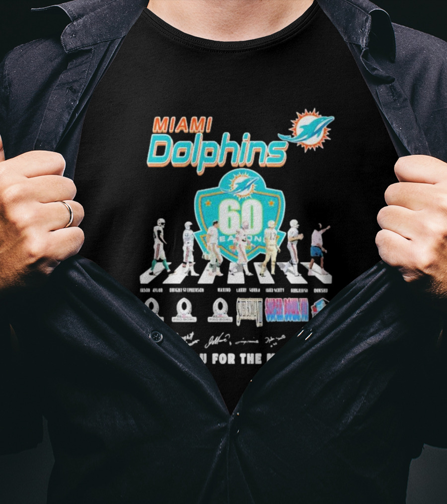 Miami Dolphins 60 Seasons Thank You For The Memories T-Shirt