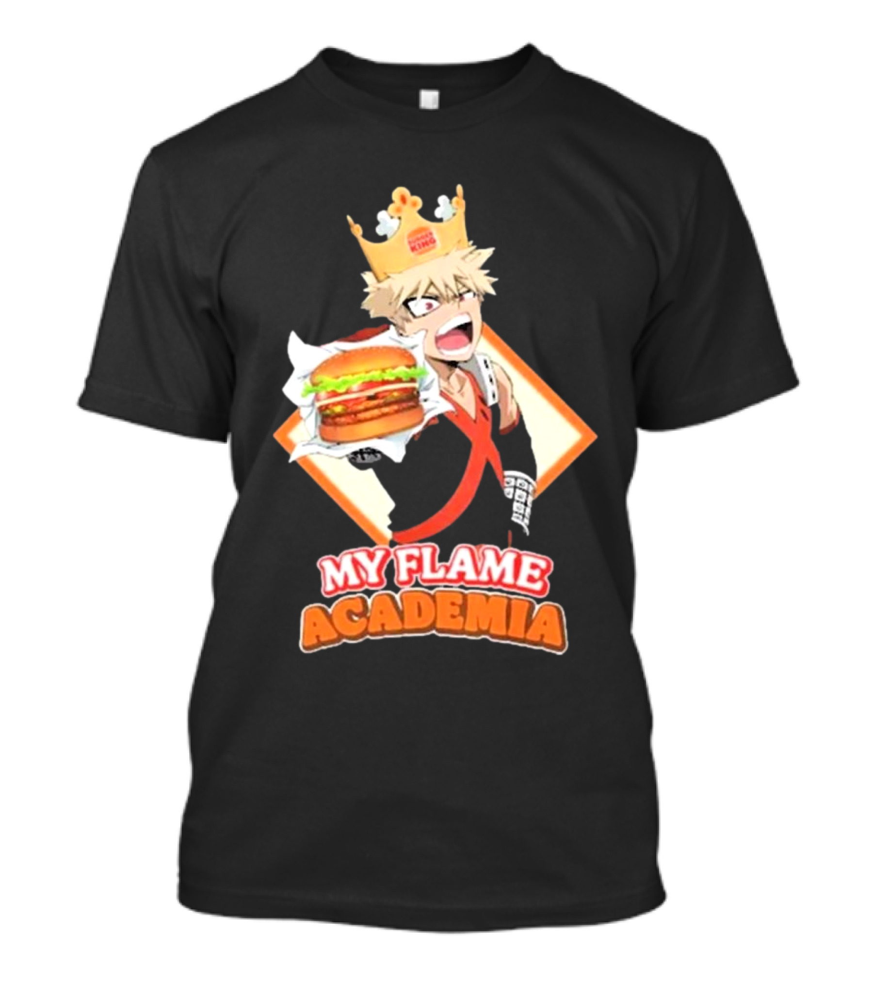 Bakugou Burger King My Flame Academia Jumbo Burger Crown Fusion T-Shirt