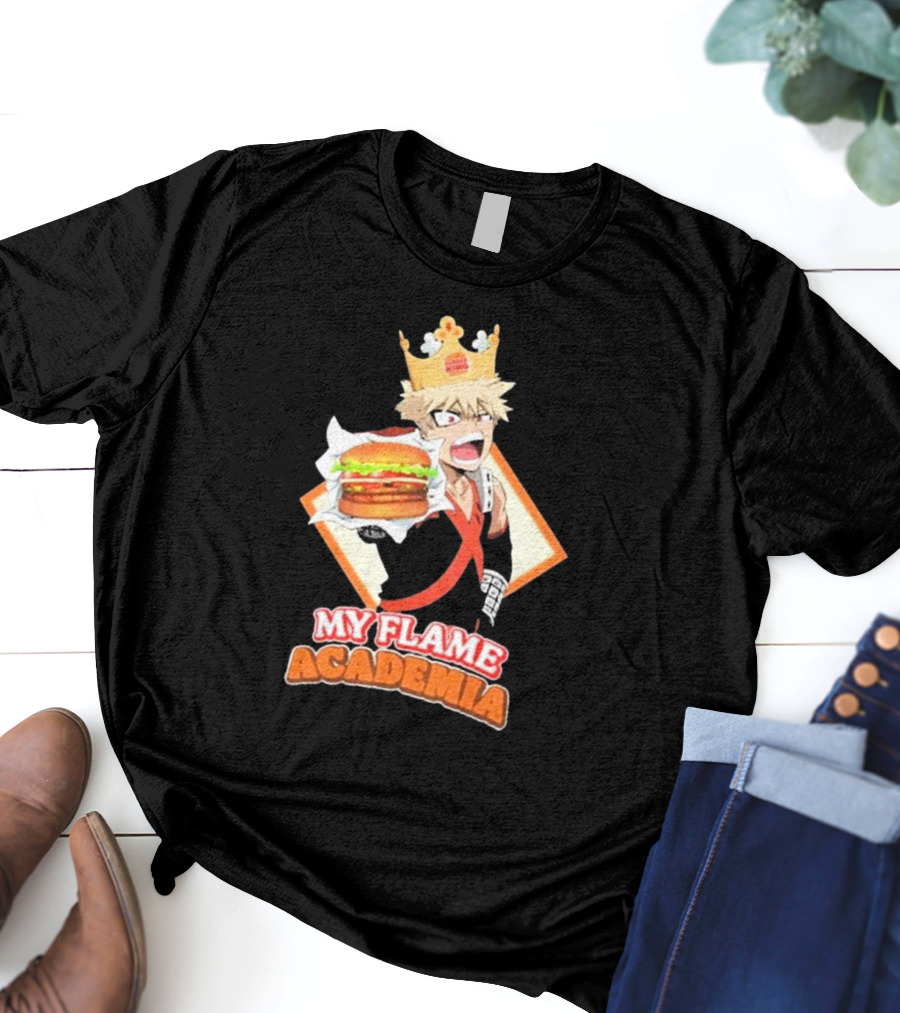 Bakugou Burger King My Flame Academia Jumbo Burger Crown Fusion T-Shirt