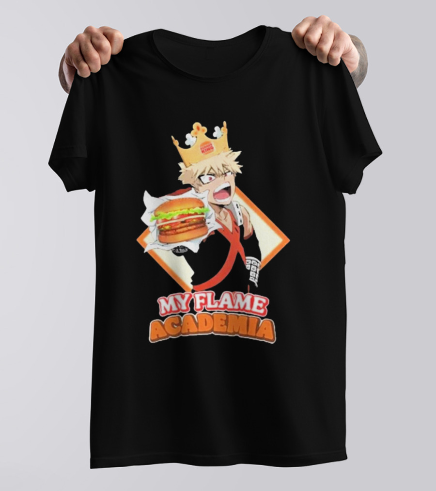 Bakugou Burger King My Flame Academia Jumbo Burger Crown Fusion T-Shirt
