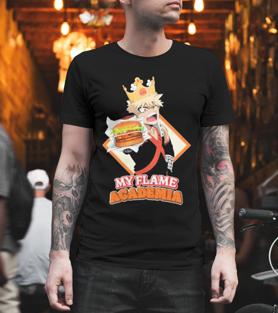 Bakugou Burger King My Flame Academia Jumbo Burger Crown Fusion T-Shirt
