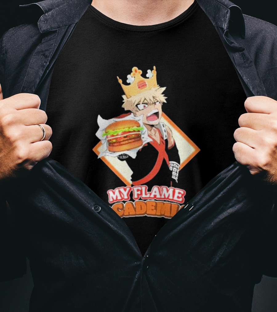 Bakugou Burger King My Flame Academia Jumbo Burger Crown Fusion T-Shirt