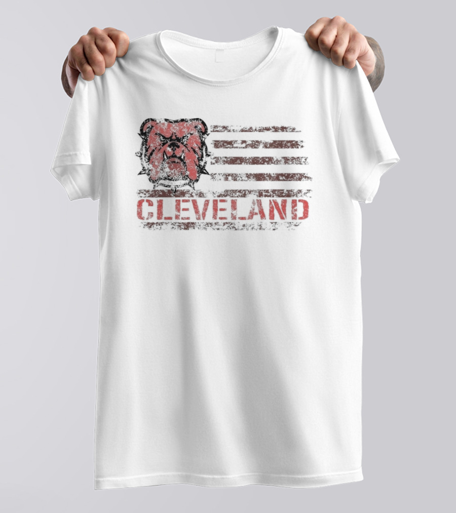 Cleveland Ohio Retro Vintage Classic Patriotic Bulldog Flag T-Shirt