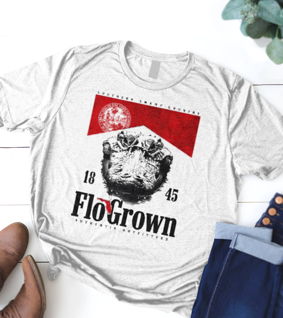 FloGrown Southern Swamp Country 1845 Authentic Outfitters With Florida Map T-Shirt