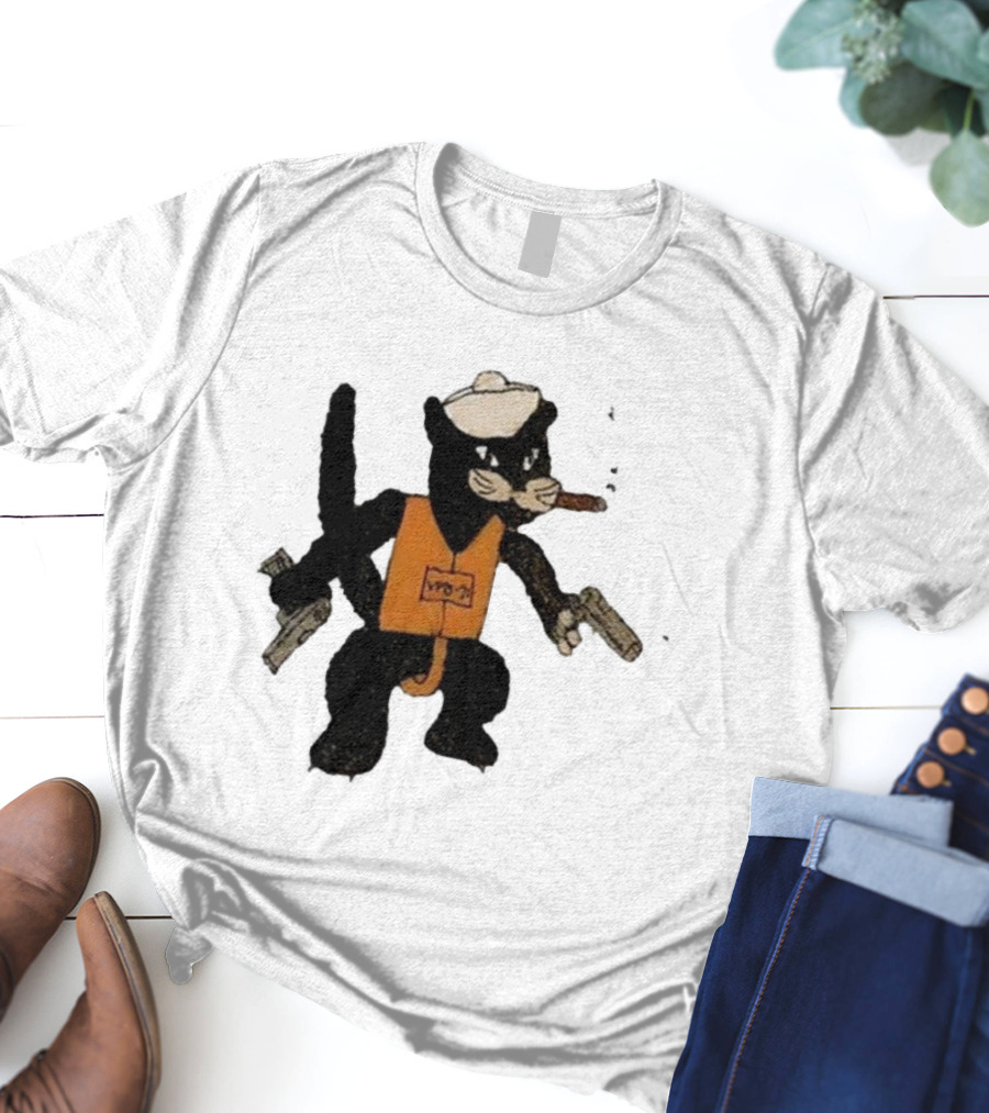 Dylan Cease's Cat Patrol Squadron VPB-71 Vintage Cartoon Panther With Guns And Cigar T-Shirt