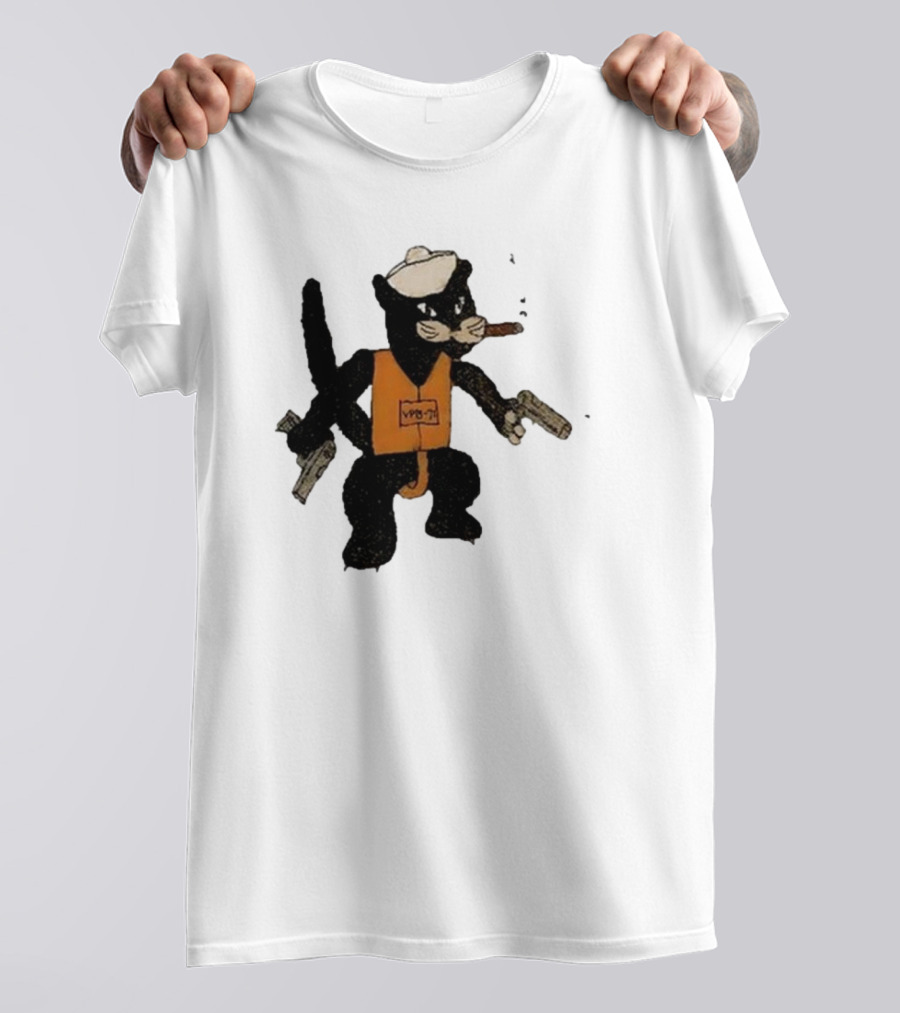 Dylan Cease's Cat Patrol Squadron VPB-71 Vintage Cartoon Panther With Guns And Cigar T-Shirt