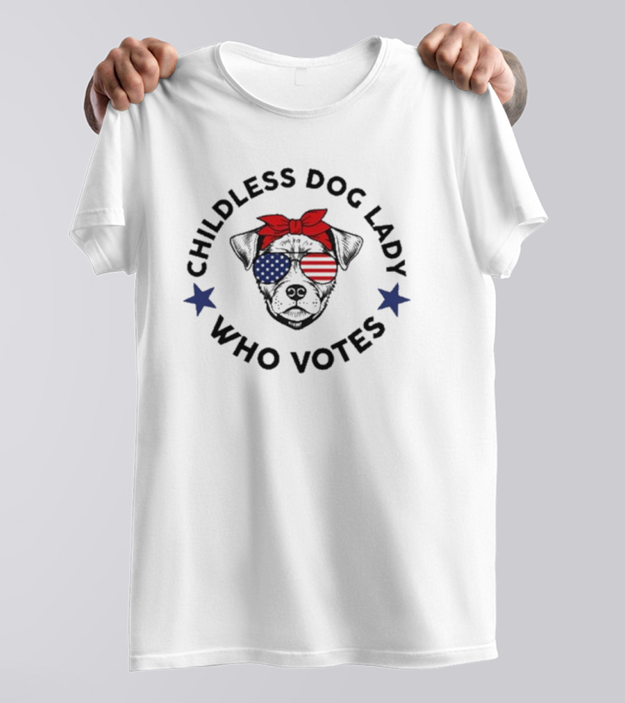 Childless Dog Lady Who Votes Patriotic Bandana And Stars T-Shirt