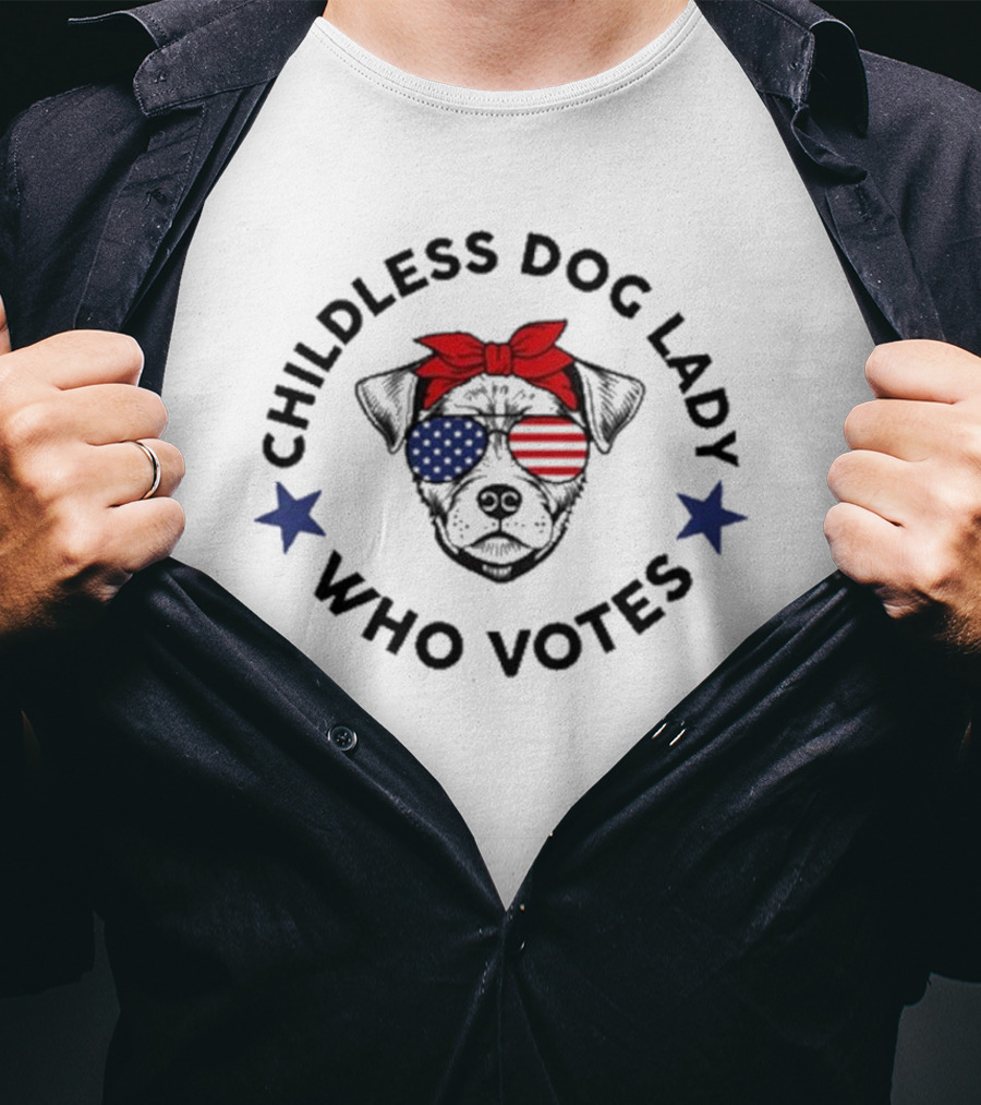 Childless Dog Lady Who Votes Patriotic Bandana And Stars T-Shirt