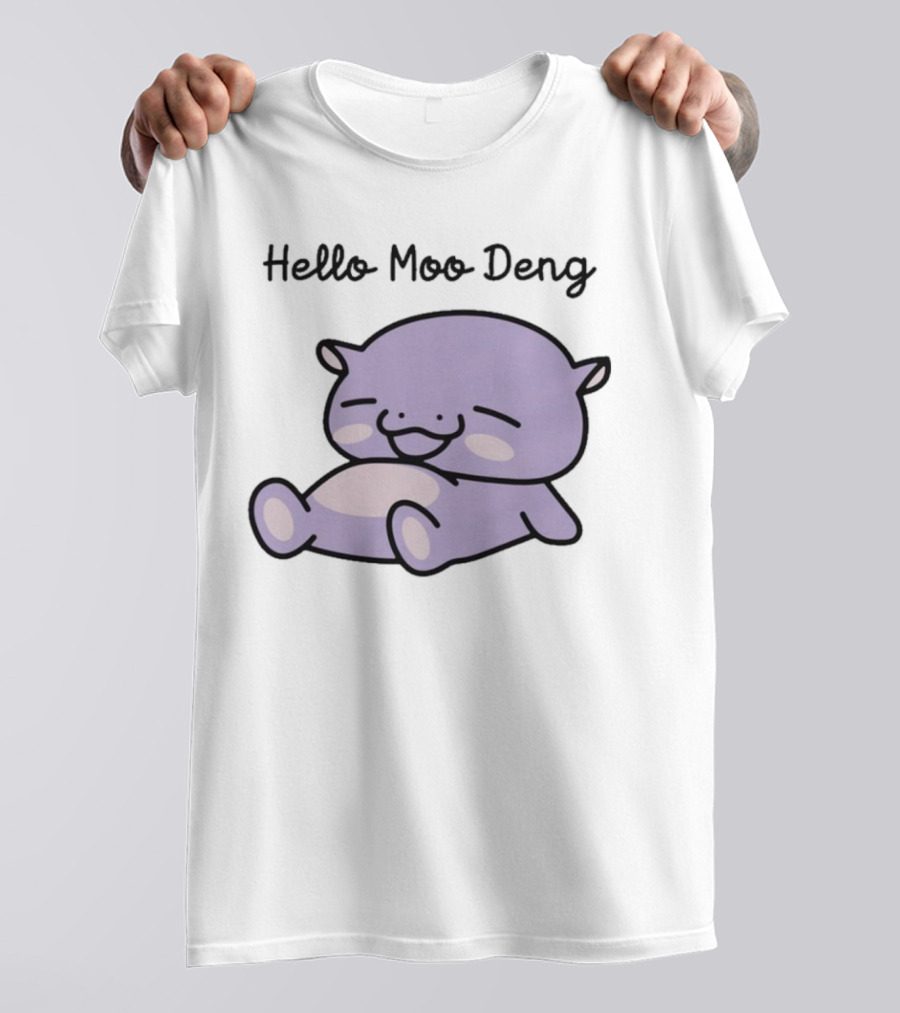Hello Moo Deng Kawaii Happy Pig Character T-Shirt