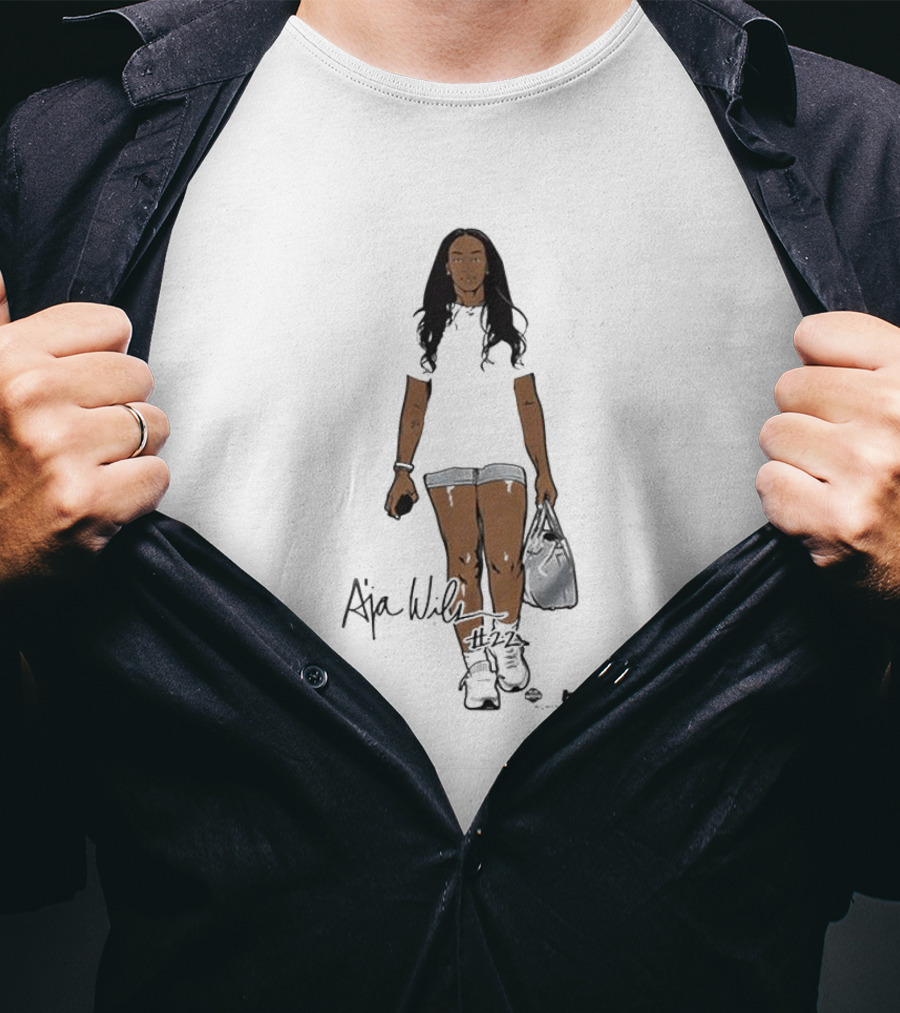 A’ja Wilson Black And White Signature T-Shirt