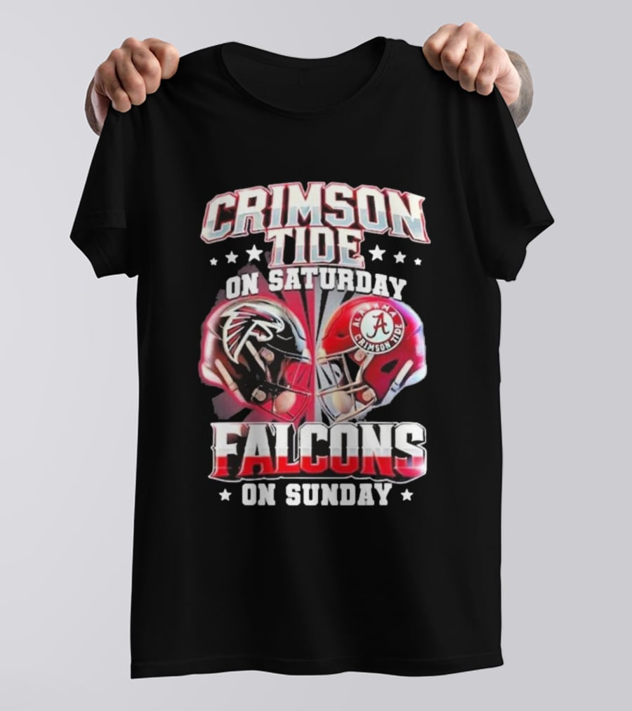 Crimson Tide On Saturday Falcons On Sunday Football Helmets T-Shirt