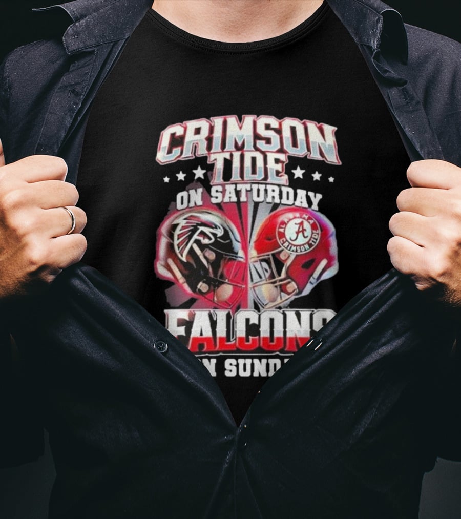 Crimson Tide On Saturday Falcons On Sunday Football Helmets T-Shirt