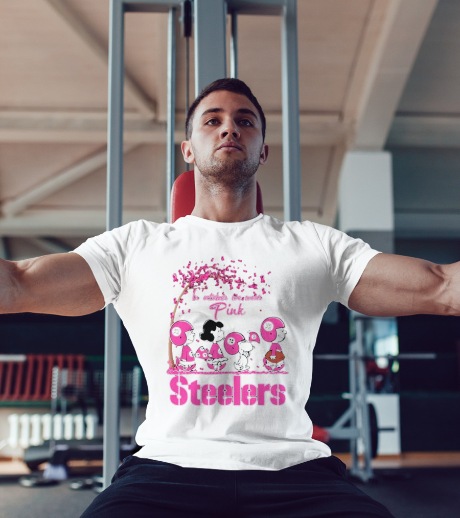 In October We Wear Pink Snoopy Steelers Breast Cancer Awareness T-Shirt