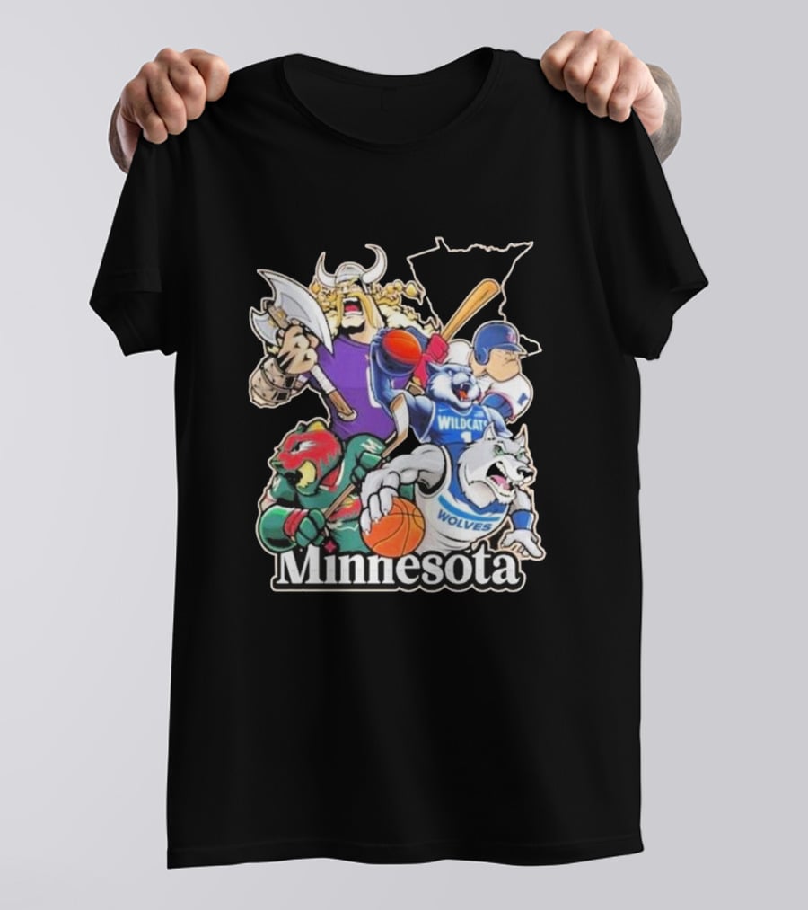 Minnesota Vikings Wildcat Wolves Sports Teams Mascots Vintage T-Shirt