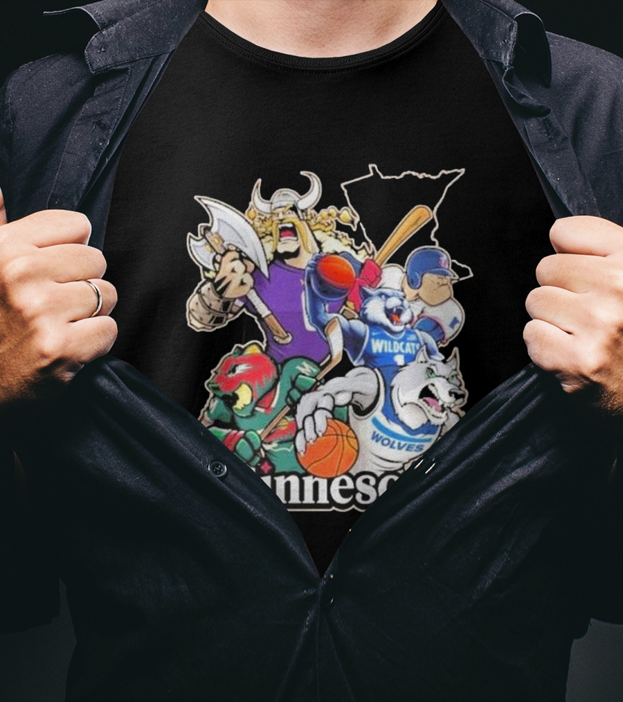 Minnesota Vikings Wildcat Wolves Sports Teams Mascots Vintage T-Shirt