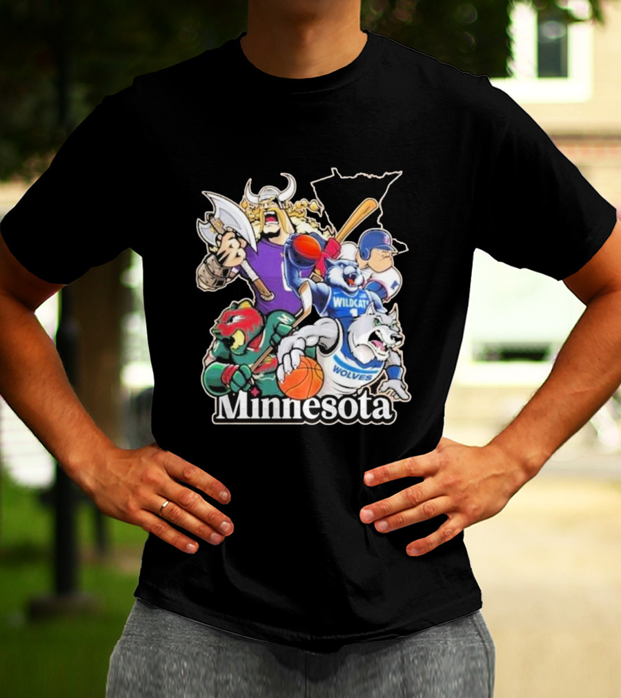 Minnesota Vikings Wildcat Wolves Sports Teams Mascots Vintage T-Shirt