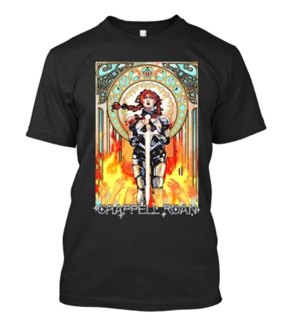 Chappell Roan Knight Armor Flame Background T-Shirt