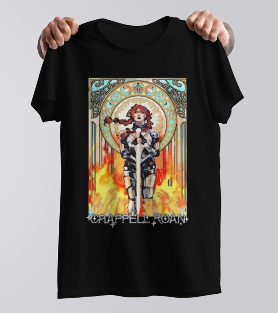 Chappell Roan Knight Armor Flame Background T-Shirt