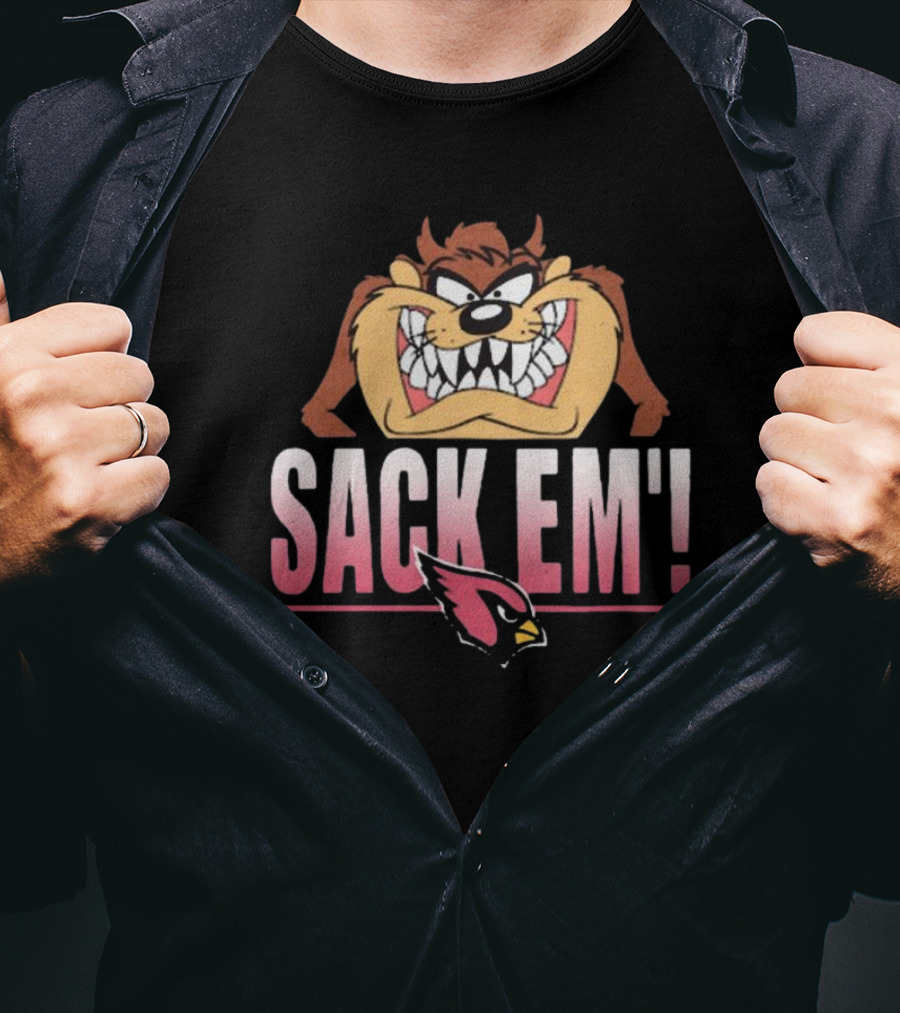 Looney Tunes Taz Sack Em Arizona Cardinals NFL T-Shirt