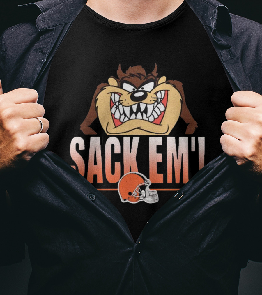 Looney Tunes Taz Sack Em’ Cleveland Browns NFL T-Shirt