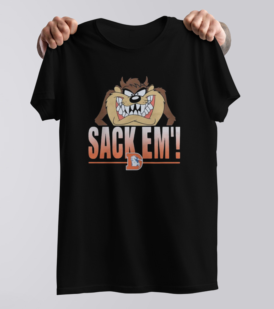 Sack Em' Taz Looney Tunes X Denver Broncos NFL T-Shirt