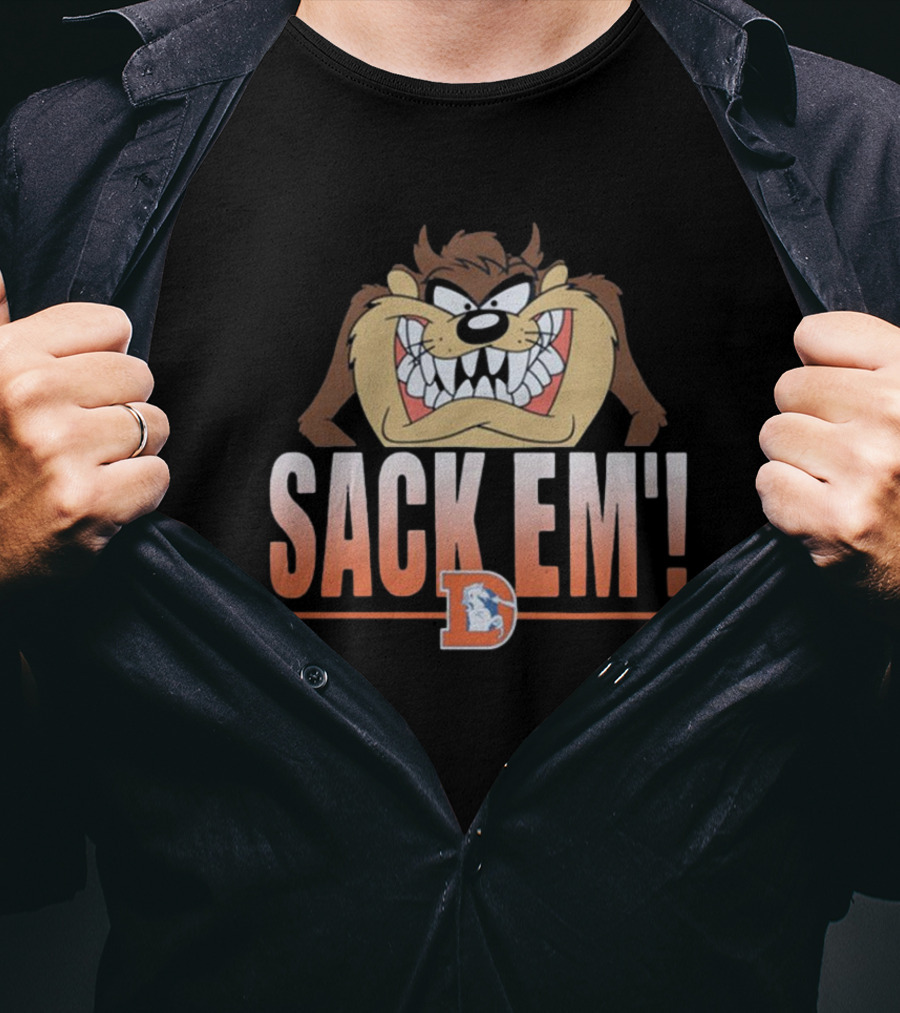 Sack Em' Taz Looney Tunes X Denver Broncos NFL T-Shirt