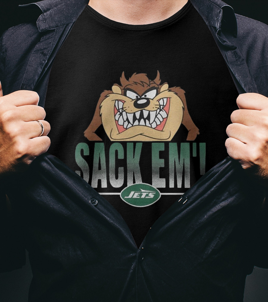 Looney Tunes Taz Sack Em New York Jets NFL T-Shirt