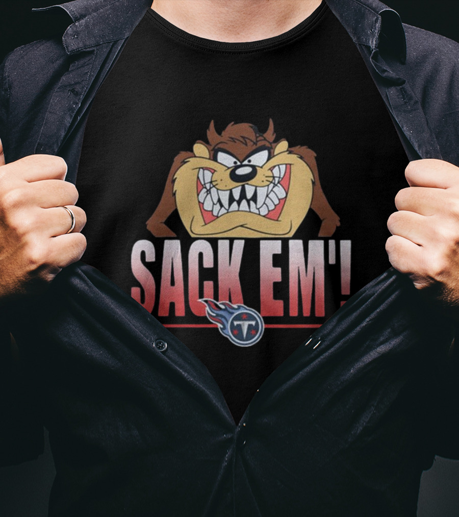 Looney Tunes Taz Sack Em Tennessee Titans NFL T-Shirt