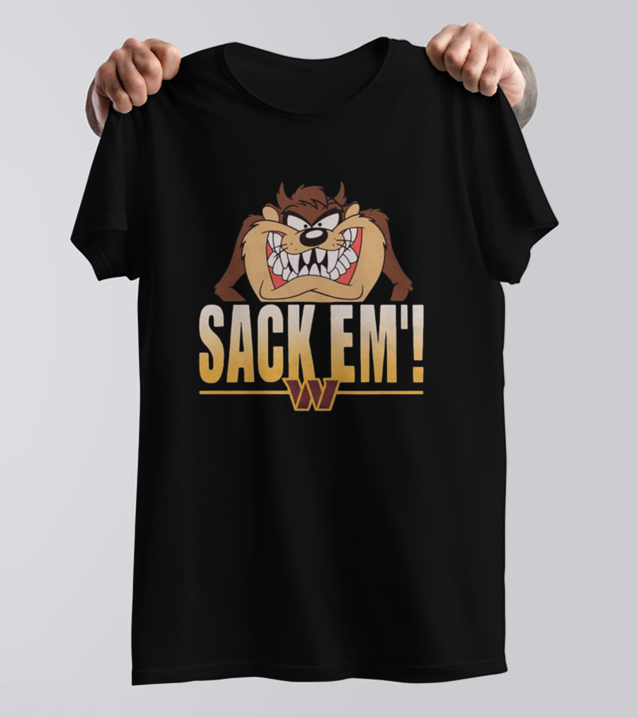Looney Tunes Taz Sack Em’ Washington Commanders NFL T-Shirt